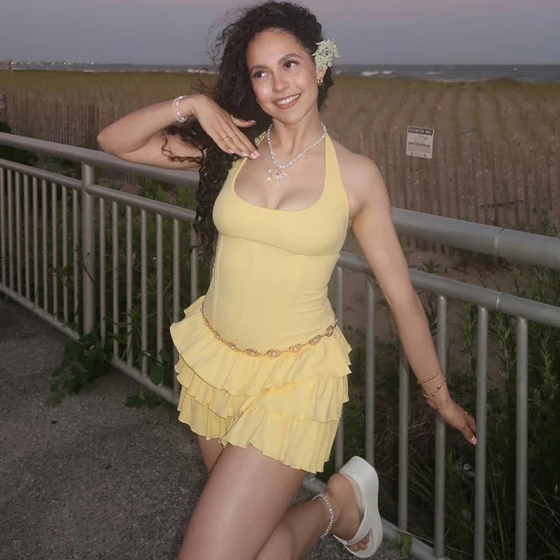 Sleeveless High Waist Slim Mini Dress