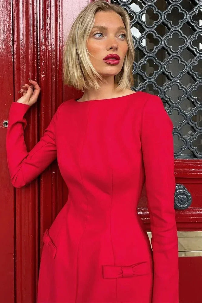 Elegant Slim Patchwork High Waist Mini Dress