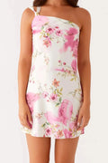 Sleeveless One Shoulder Printed Mini Dress