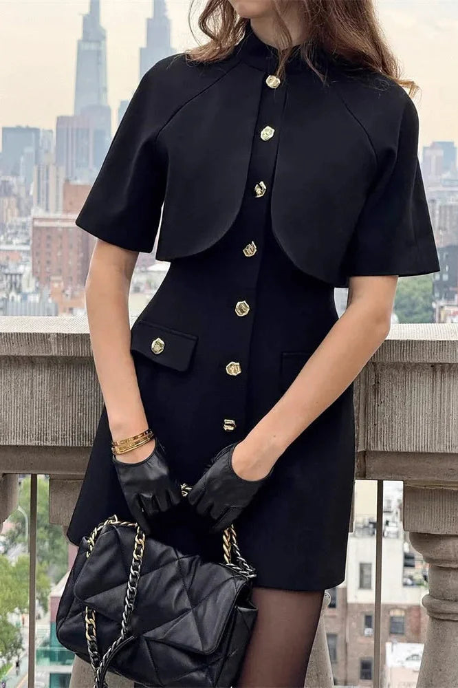 Patchwork Short Sleeve Slim Mini Dress