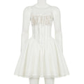 Lace Square Collar Slim A-Line Mini Dress