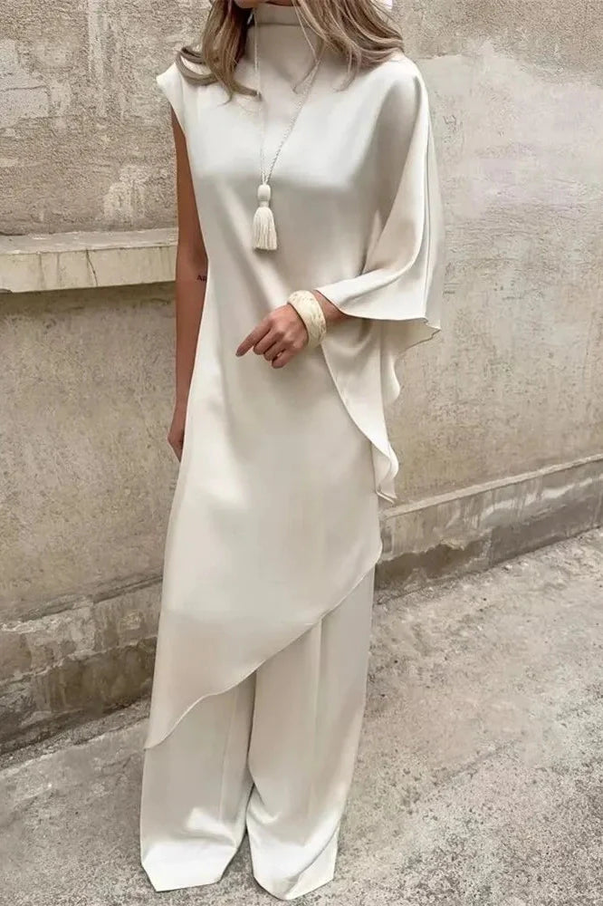 Elegant Sleeveless Turtleneck Irregular Maxi Dress