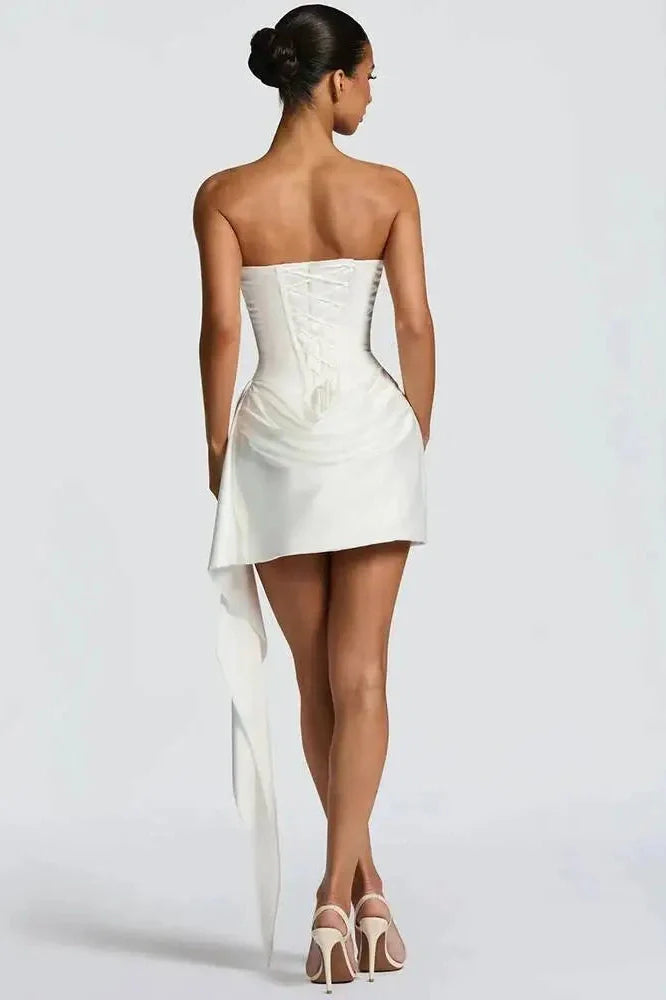 Off-Shoulder Strapless Sleeveless Backless High Waist Mini Dress