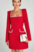 Long Sleeve Square Collar Mini Dress