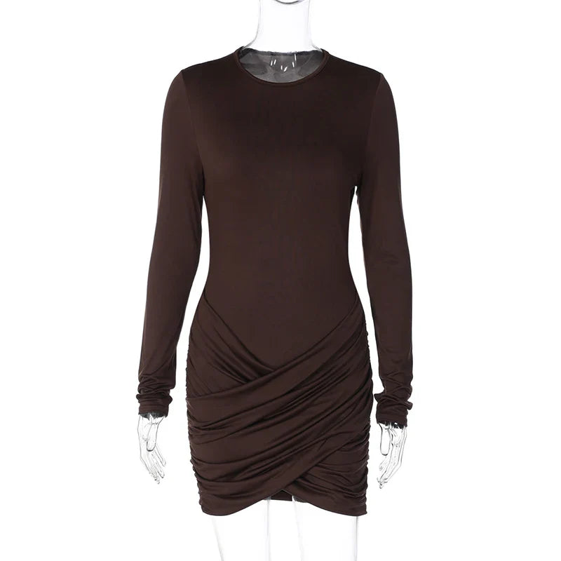 O Neck Long Sleeve Bodycon Mini Dress