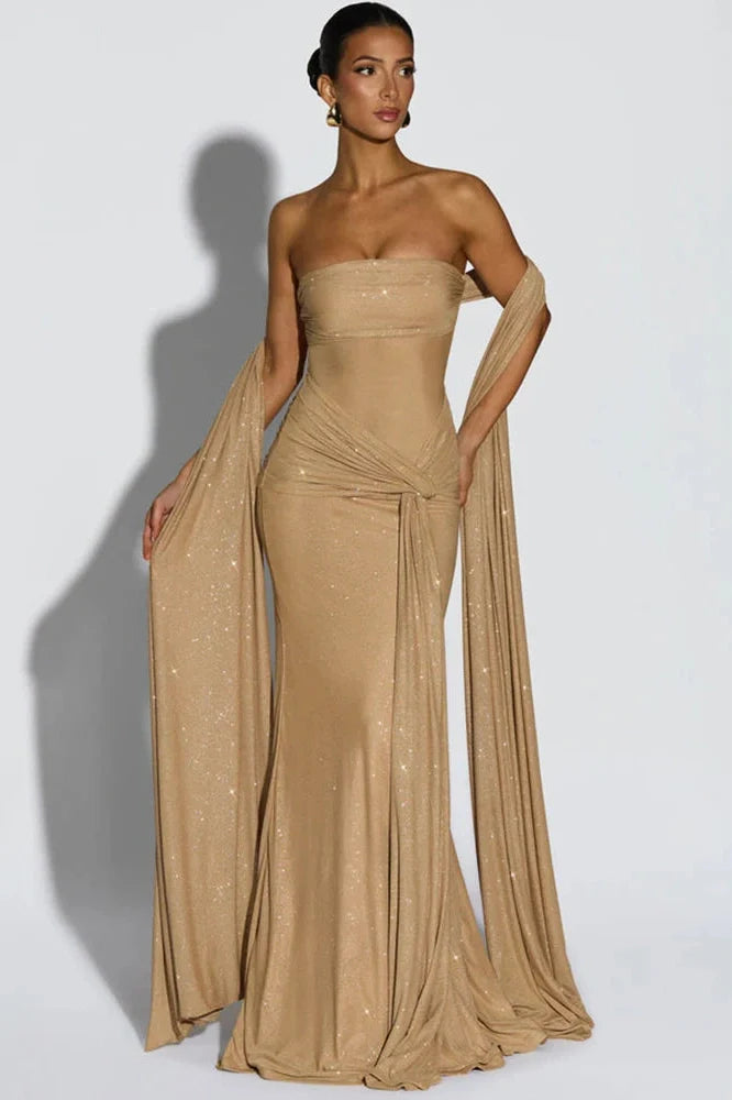Strapless Off-Shoulder Sleeveless Backless Maxi Dress