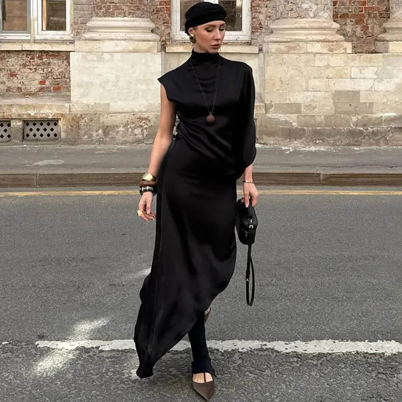 One Shoulder Sleeve Loose Irregular Maxi Dress