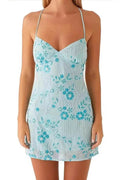Backless Spaghetti Strap Sleeveless Mini Dress