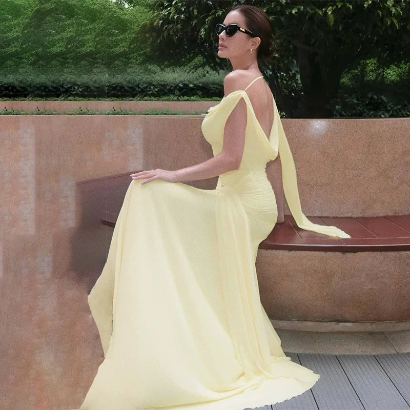 Backless Bodycon Lace Up Sleeveless Maxi Dress
