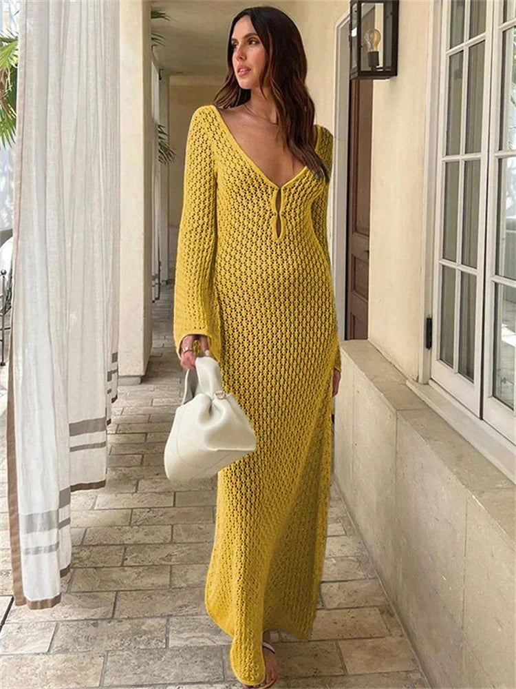 See-Through Knitted Maxi Dress