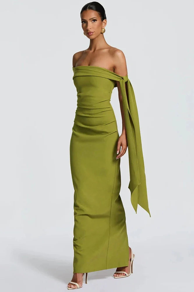 Off-Shoulder Strapless Sleeveless Backless Bodycon Maxi Dress
