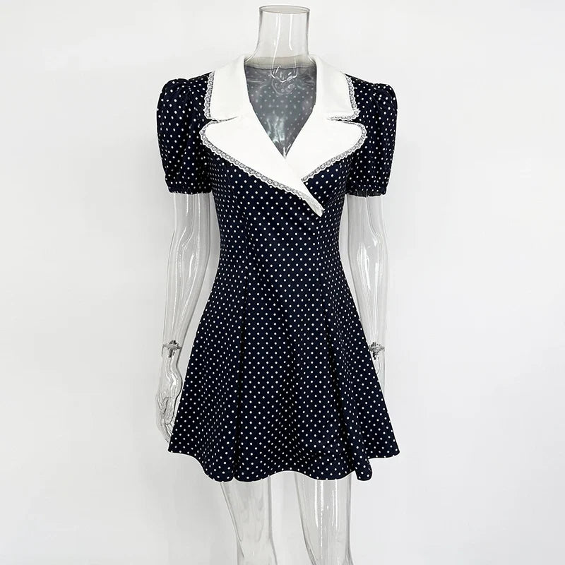 Printed Puff Sleeve Slim Mini Dress