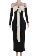 Off-shoulder Strapless Long Sleeve Maxi Dress