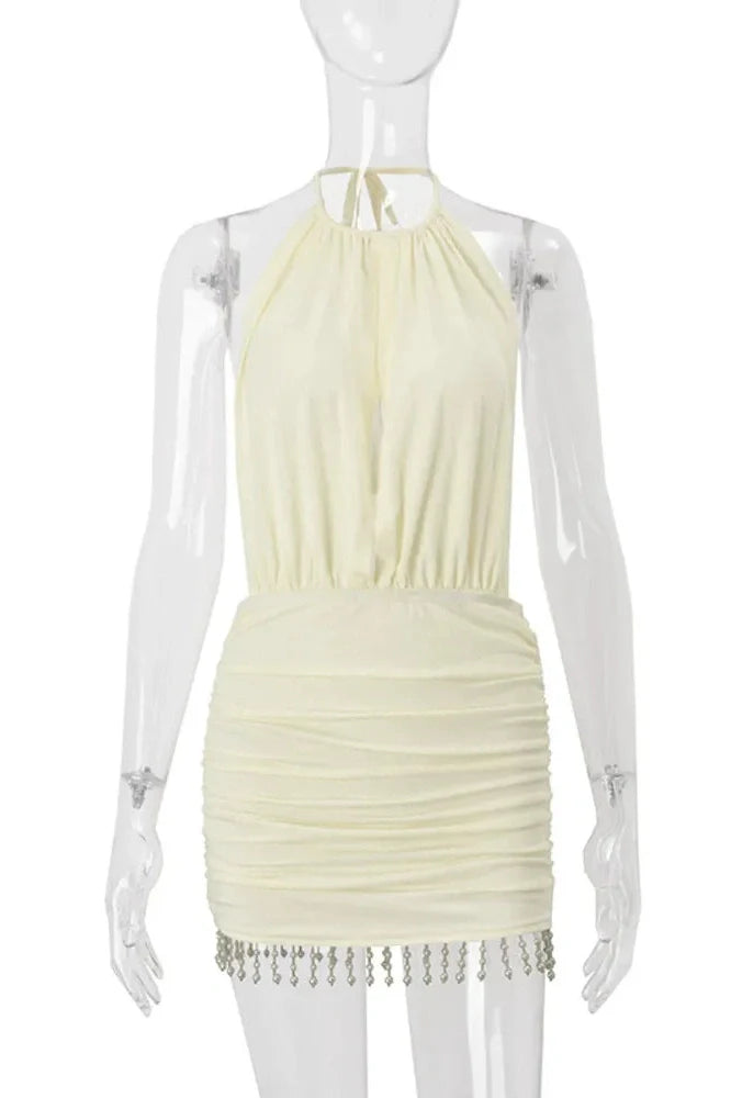 Hollow Out Sleeveless High Waist Backless Mini Dress
