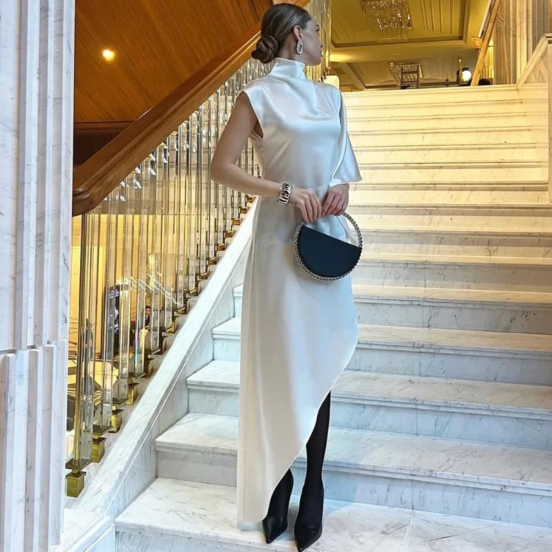 One Shoulder Sleeve Loose Irregular Maxi Dress