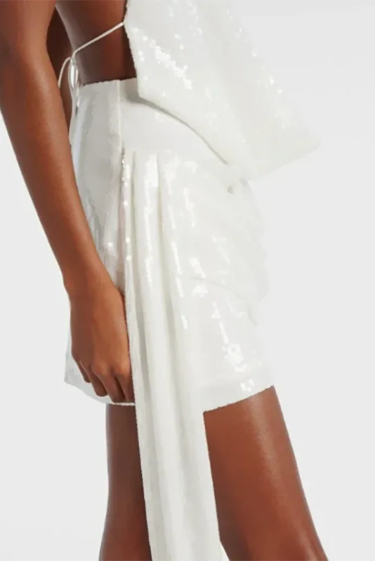 Deep V Backless Sleeveless Lace Up Mini Dress