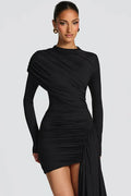 Long Sleeve O Neck High Waist Bodycon Mini Dress