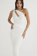 Elegant One Shoulder Sleeveless Backless Midi Dress