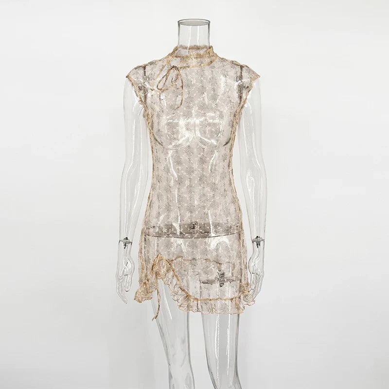 Hollow Out Sleeveless Slim Mini Dress
