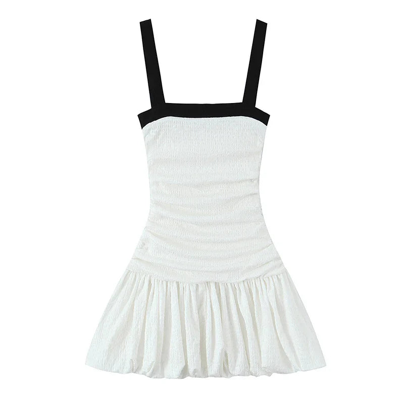 Pleated Sleeveless High Waist Slim Mini Dress
