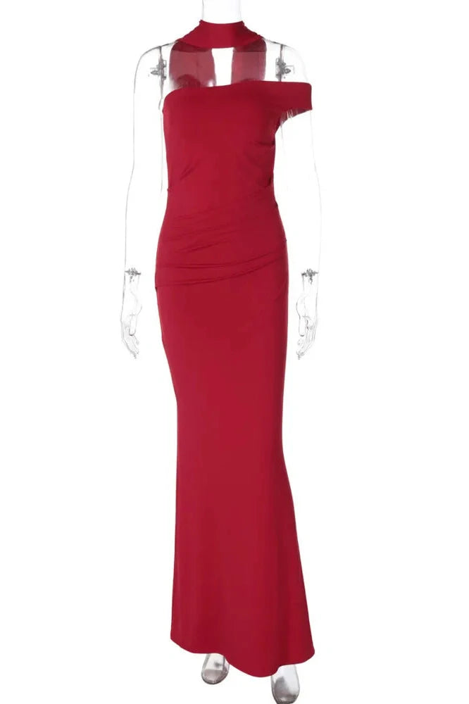 Off-Shoulder Backless Strapless Sleeveless Bodycon Maxi Dress