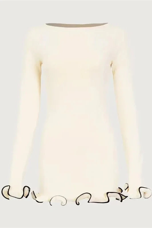 Long Sleeve Pullover O-Neck Mini Dress