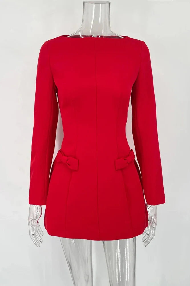 Elegant Slim Patchwork High Waist Mini Dress