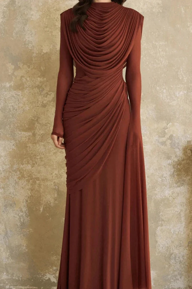 Elegant Long Sleeve Slim Maxi Dress