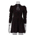 Printed Lace Up High Waist A-Line Mini Dress