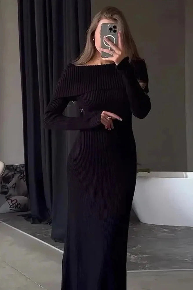 Off-Shoulder High Waist Maxi Dress