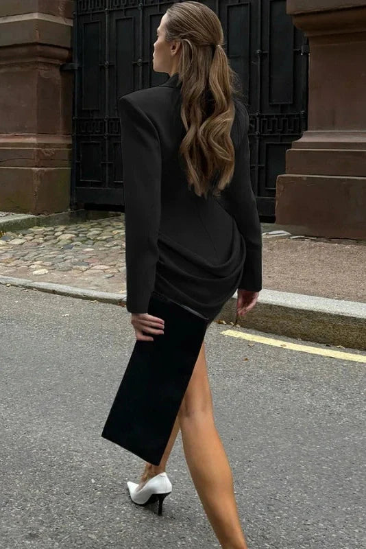 Elegant Deep V-Neck Slim Long Sleeves High Waist Mini Dress