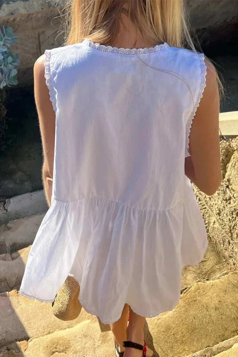 Sleeveless Deep V-Neck Mini Dress