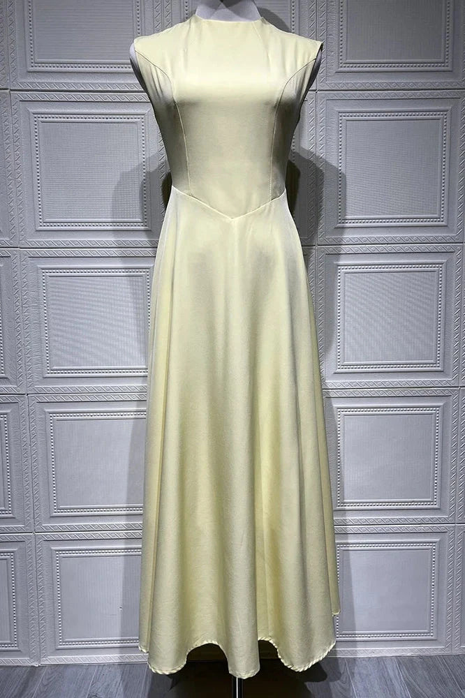 Sleeveless High Waist Pleated Midi Dress
