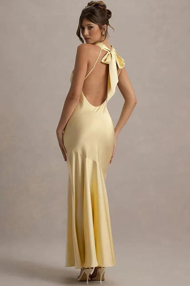 Elegant Sleeveless Backless Pleated Maxi Dress