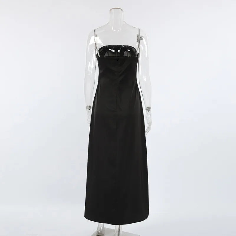 Strapless Sleeveless Backless Patchwork High-Waisted Maxi Dress