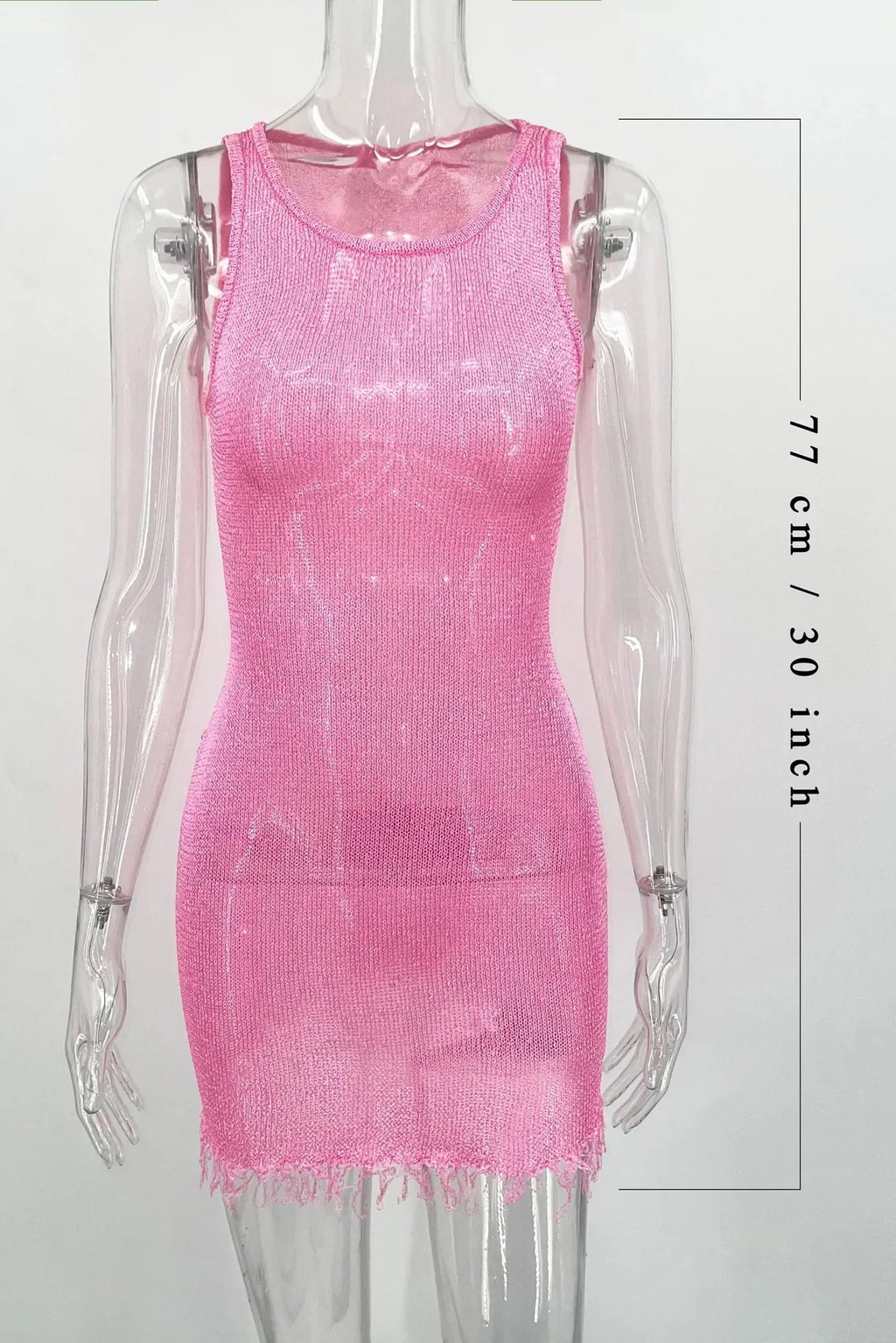 See-Through Sleeveless High Waist Bodycon Mini Dress