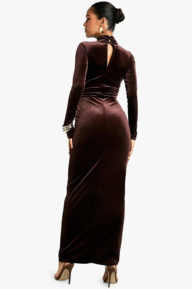 Long Sleeve Turtleneck Bodycon Maxi Dress