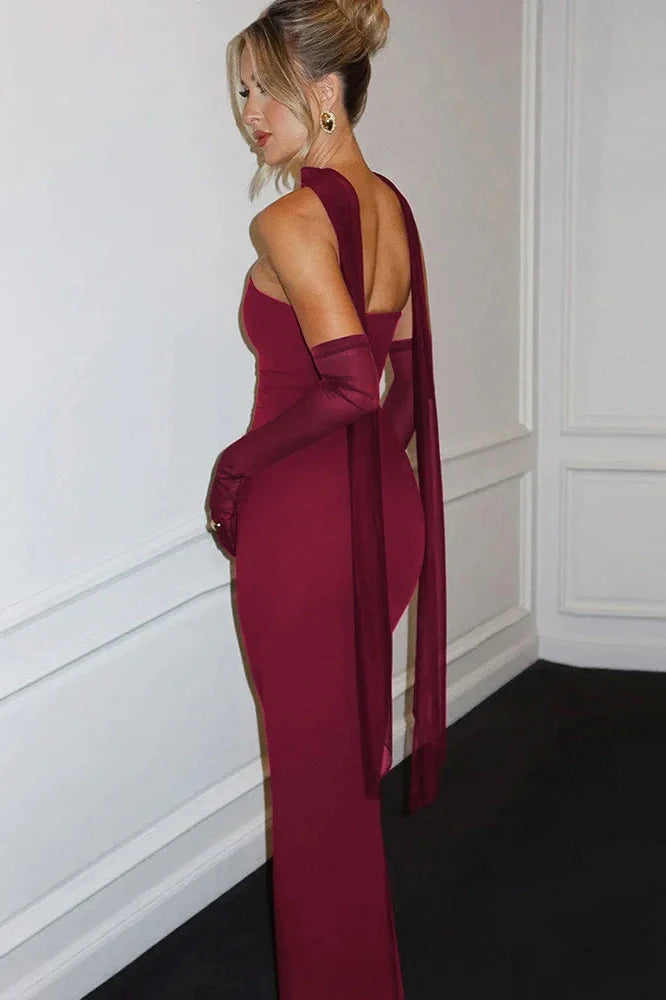 Elegant Strapless Slim Sleeveless Maxi Dress
