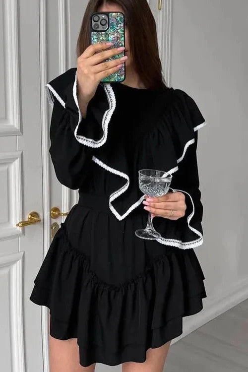 Elegant Lace Slim Long Sleeve Mini Dress