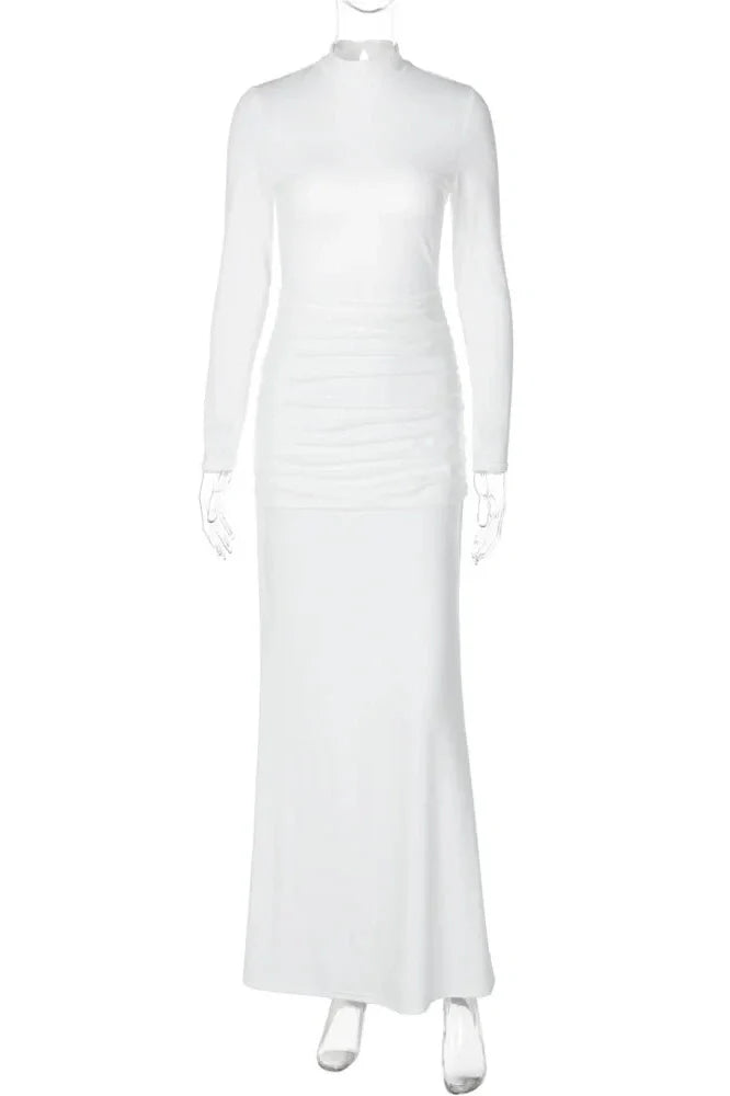 Long Sleeve Backless Bodycon Maxi Dress