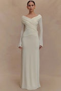 V Neck Long Sleeve High Waist Bodycon Maxi Dress