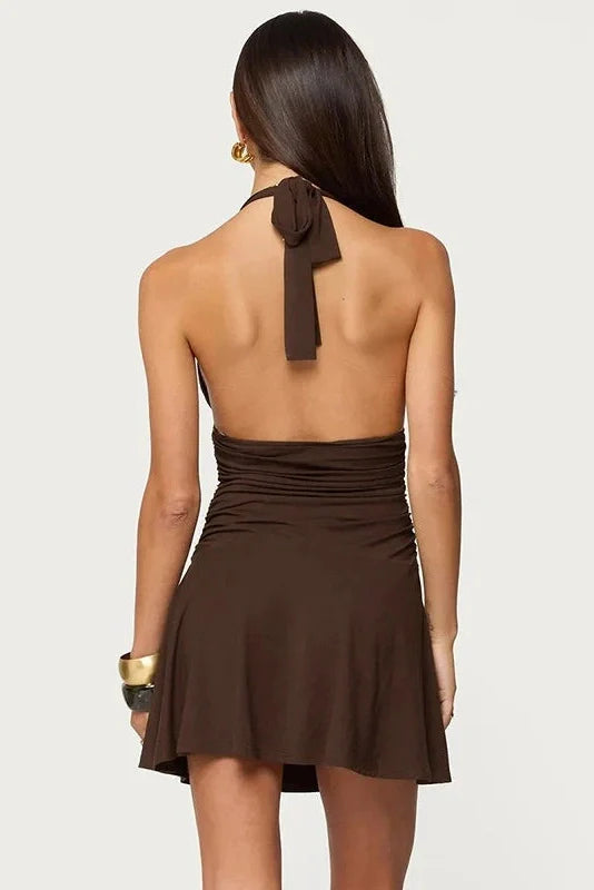 Elegant Slim Sleeveless Backless High-Waist Mini Dress