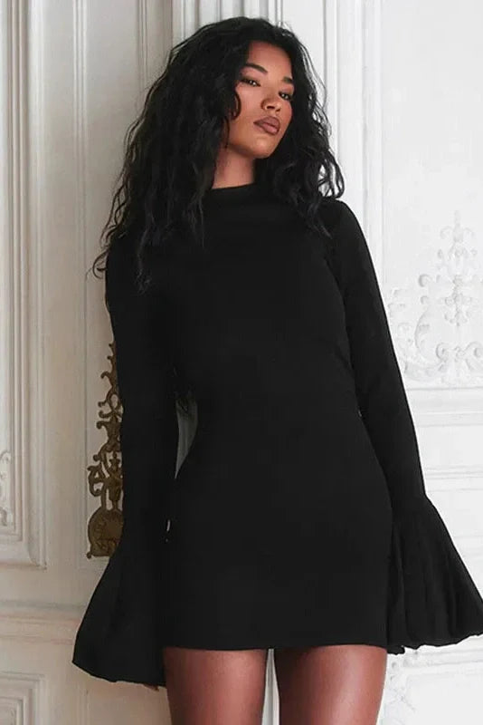 Elegant High Waist Long Sleeve Bodycon Mini Dress