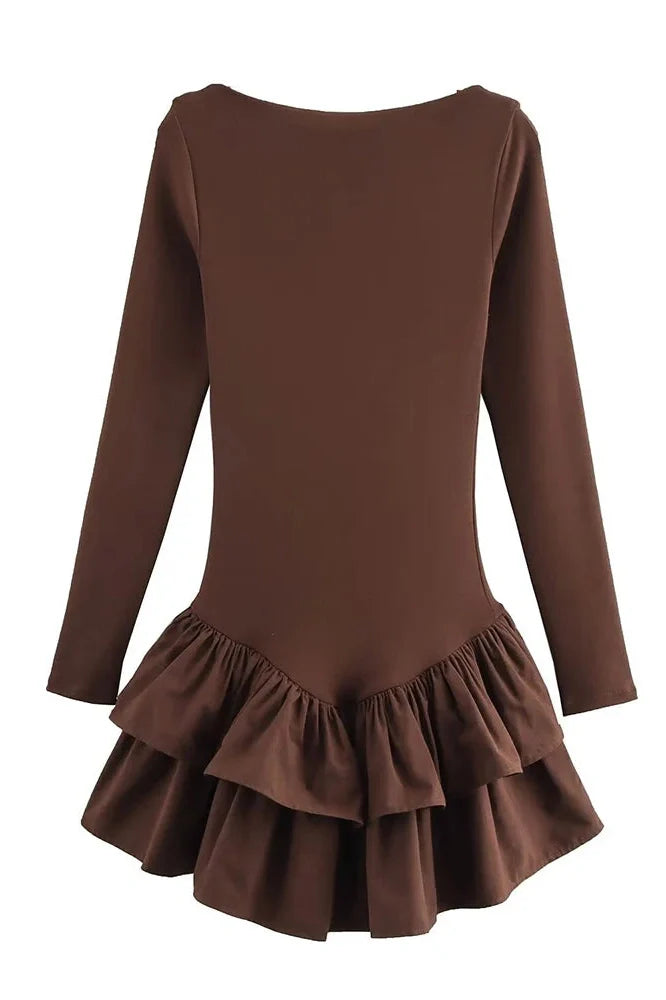 Elegant Long Sleeve Slim Mini Dress