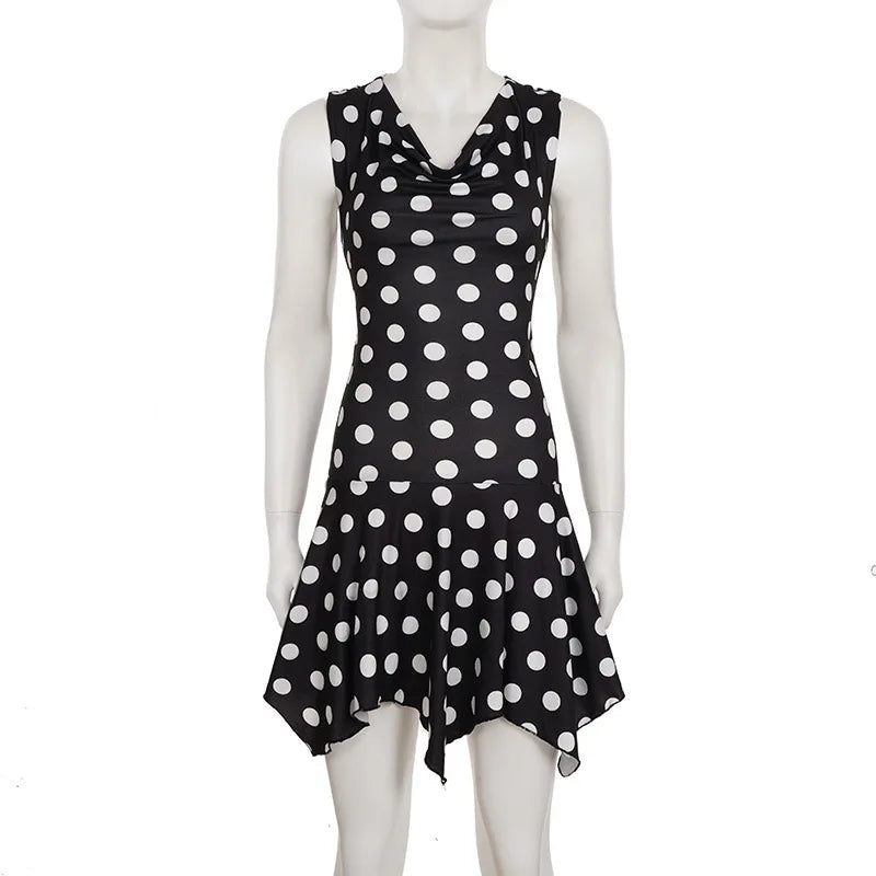 Polka Dot Off-Shoulder Long Sleeve Patchwork Mini Dress