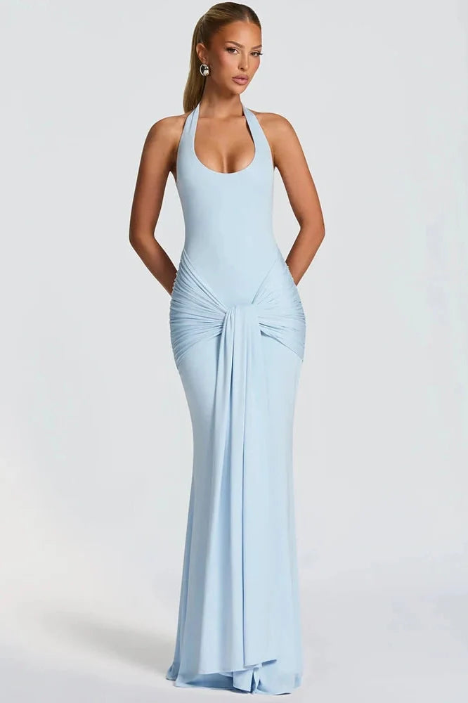 Backless V Neck Sleeveless Bodycon Maxi Dress