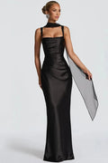 Backless Off-Shoulder Sleeveless Lace-Up Bodycon Maxi Dress