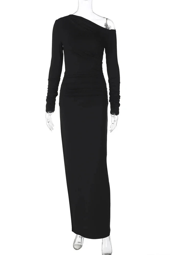 Elegant Long Sleeve Bodycon High Waist Maxi Dress