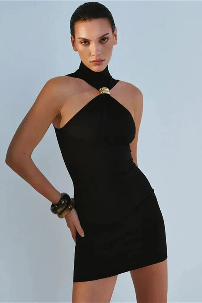 Off-Shoulder Slim Patchwork Bodycon Mini Dress