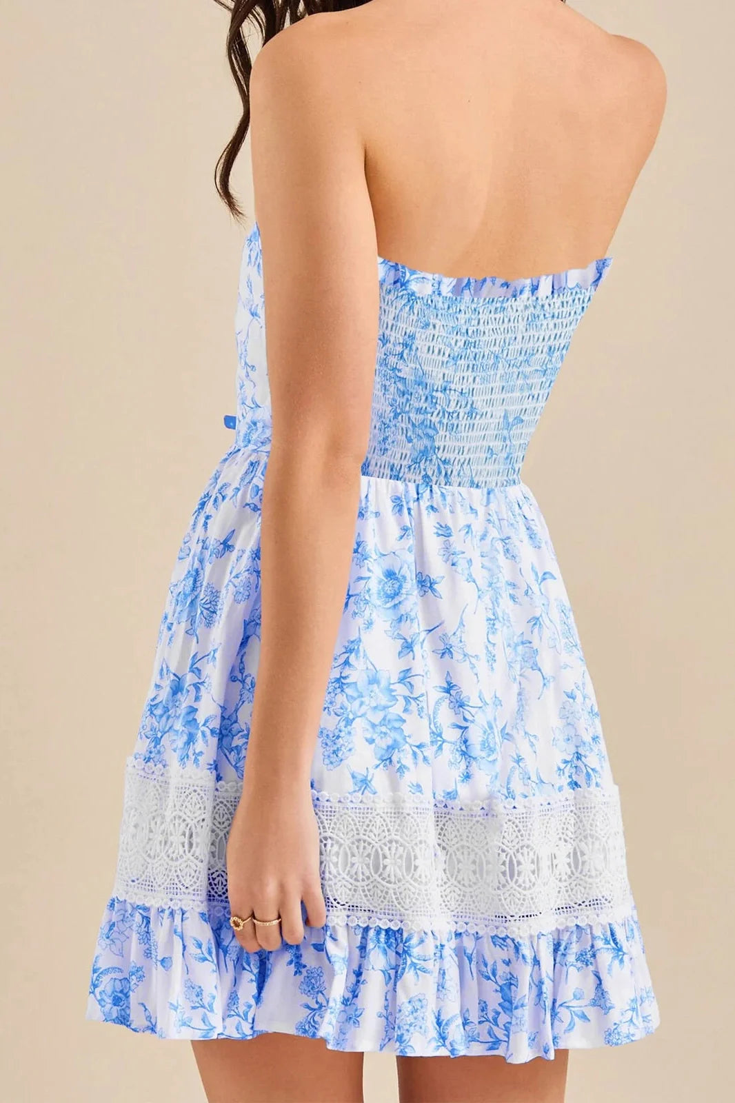 Floral Print Strapless Mini Dress